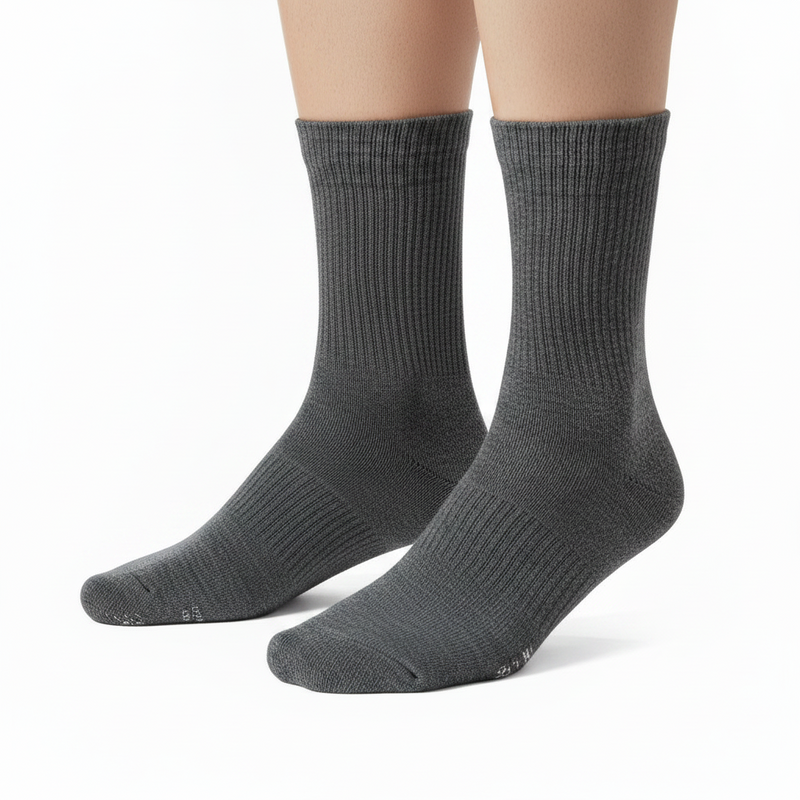 Anyfootwear 5 Pairs Size 6-9 Fashion Socks High Quality Office Sports Business Long Socks Cotton Solid Colors Skateboard Knitted Casual Dark Grey