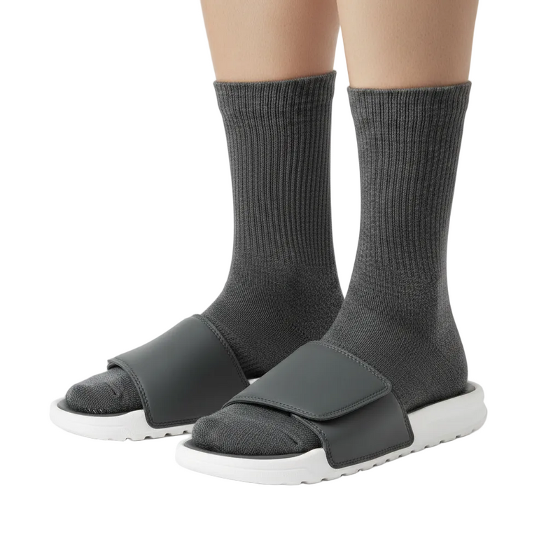Anyfootwear 5 Pairs Size 6-9 Fashion Socks High Quality Office Sports Business Long Socks Cotton Solid Colors Skateboard Knitted Casual Dark Grey