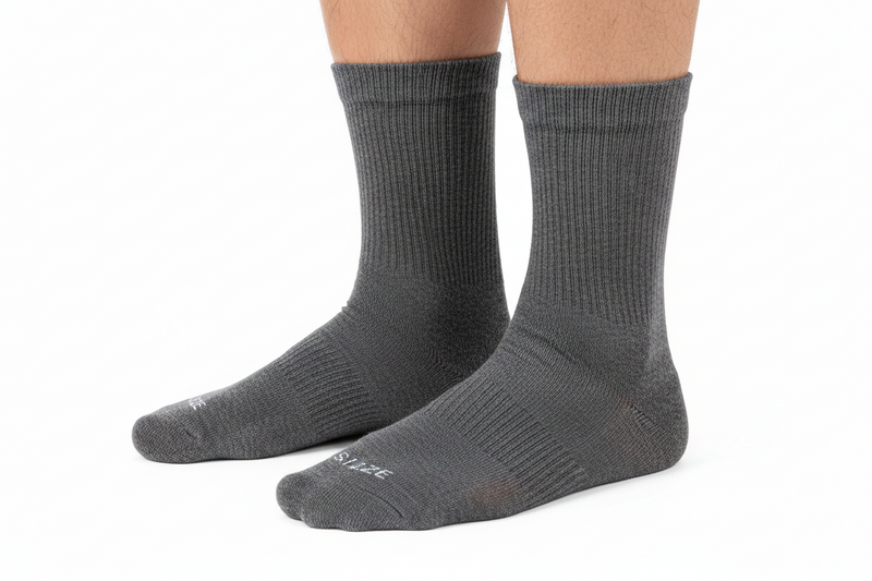 Anyfootwear 5 Pairs Size 10-14 Fashion Socks High Quality Office Sports Business Long Socks Cotton Solid Colors Skateboard Knitted Casual Dark Grey