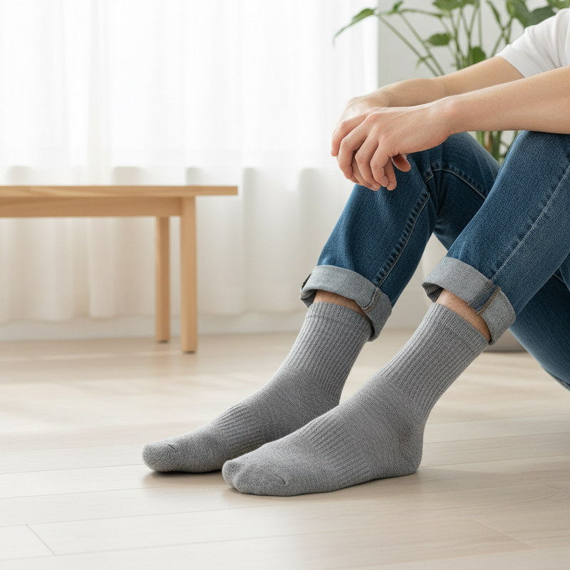 Anyfootwear 5 Pairs Size 6-9 Fashion Socks High Quality Office Sports Business Long Socks Cotton Solid Colors Skateboard Knitted Casual Grey