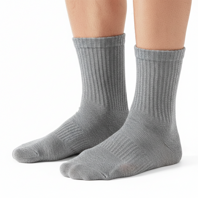 Anyfootwear 5 Pairs Size 6-9 Fashion Socks High Quality Office Sports Business Long Socks Cotton Solid Colors Skateboard Knitted Casual Grey