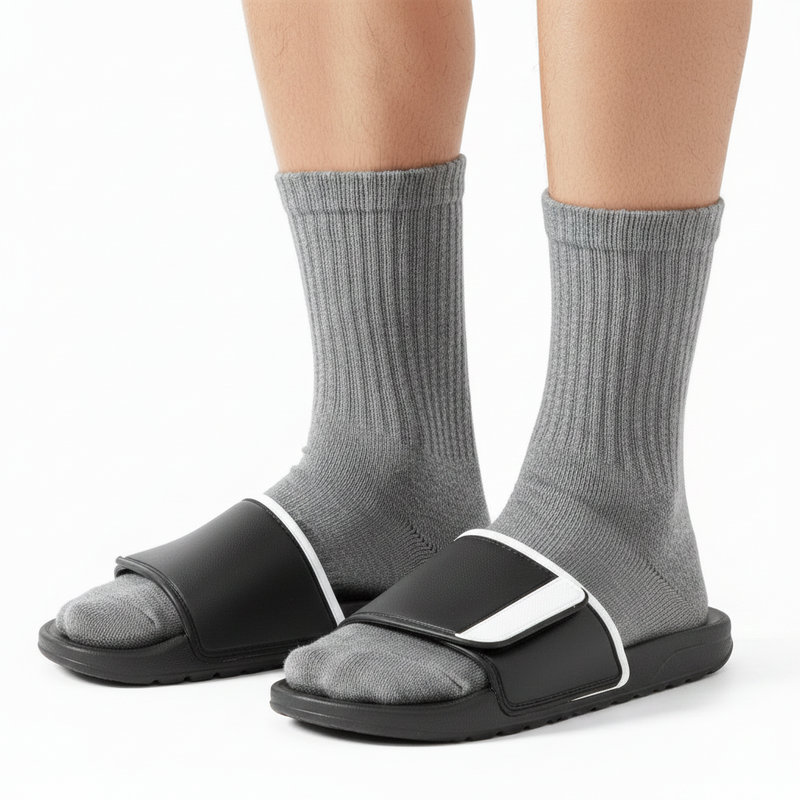 Anyfootwear 5 Pairs Size 6-9 Fashion Socks High Quality Office Sports Business Long Socks Cotton Solid Colors Skateboard Knitted Casual Grey