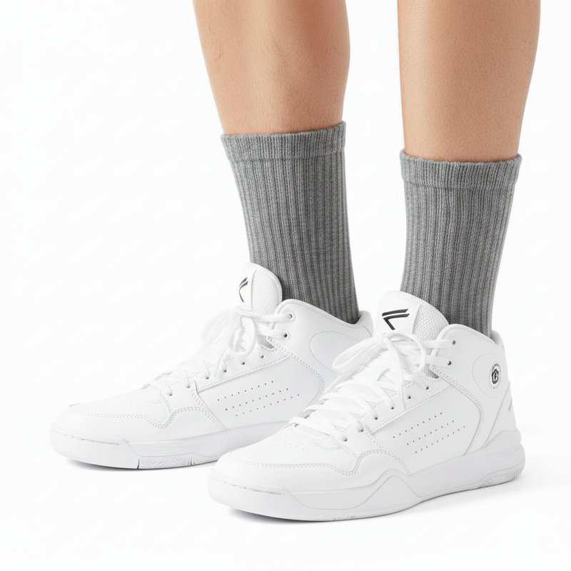 Anyfootwear 5 Pairs Size 6-9 Fashion Socks High Quality Office Sports Business Long Socks Cotton Solid Colors Skateboard Knitted Casual Grey