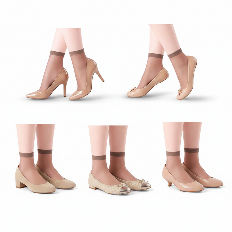 Anyfootwear 10 Pairs Free Size Fashion Socks High Quality  Velvet Silk Spring Summer Breathable Soft Cotton Bottom Wicking Slip-resistant for Women Brown