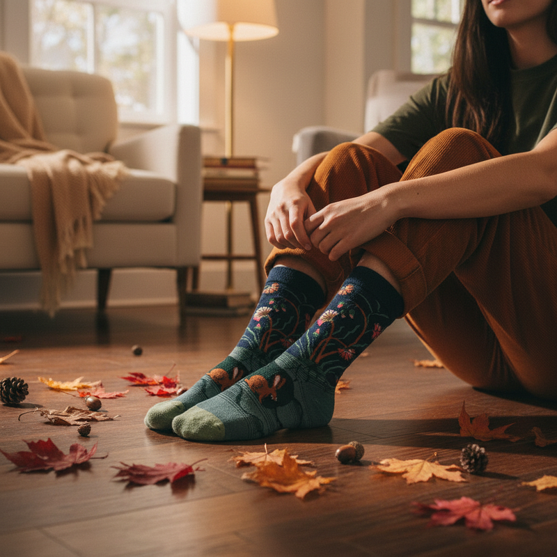 Anyfootwear 5 Pairs Size 5-9 Fashion Long Sock Cartoon Personalized Creative Nature Rabbit and Flower Print For Men Woman Foot Cold Winter Warm Comfortable