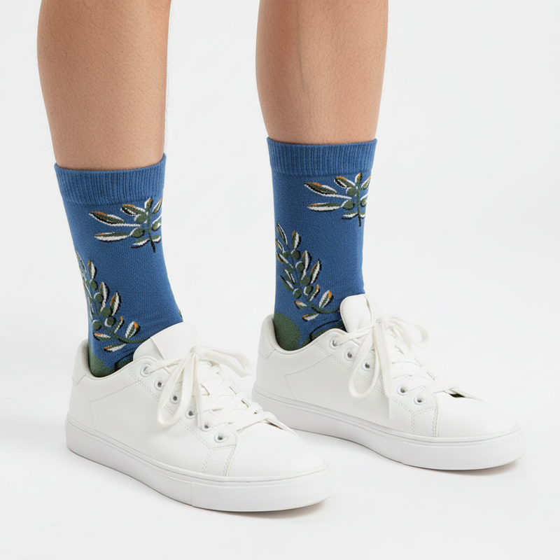 Anyfootwear 5 Pairs Size 5-9 Fashion Long Sock Cartoon Personalized Creative Nature Leaf Print For Men Woman Foot Cold Winter Warm Comfortable Accessories