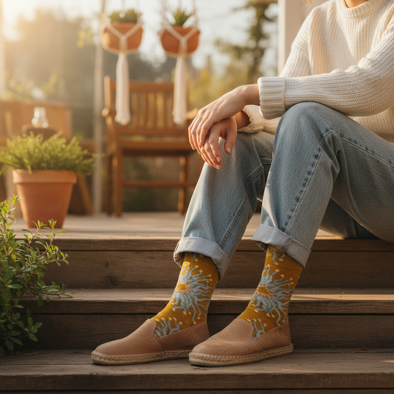 Anyfootwear 5 Pairs Size 5-9 Fashion Long Sock Cartoon Personalized Creative Nature Grey Flower For Men Woman Foot Cold Winter Warm Comfortable Accessories
