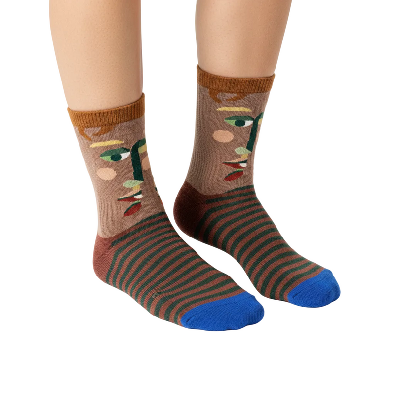 Anyfootwear 5 Pairs Size 5-9 Fashion Long Sock Cartoon Personalized Creative Face Art For Men Woman Foot Cold Winter Warm Comfortable Accessories