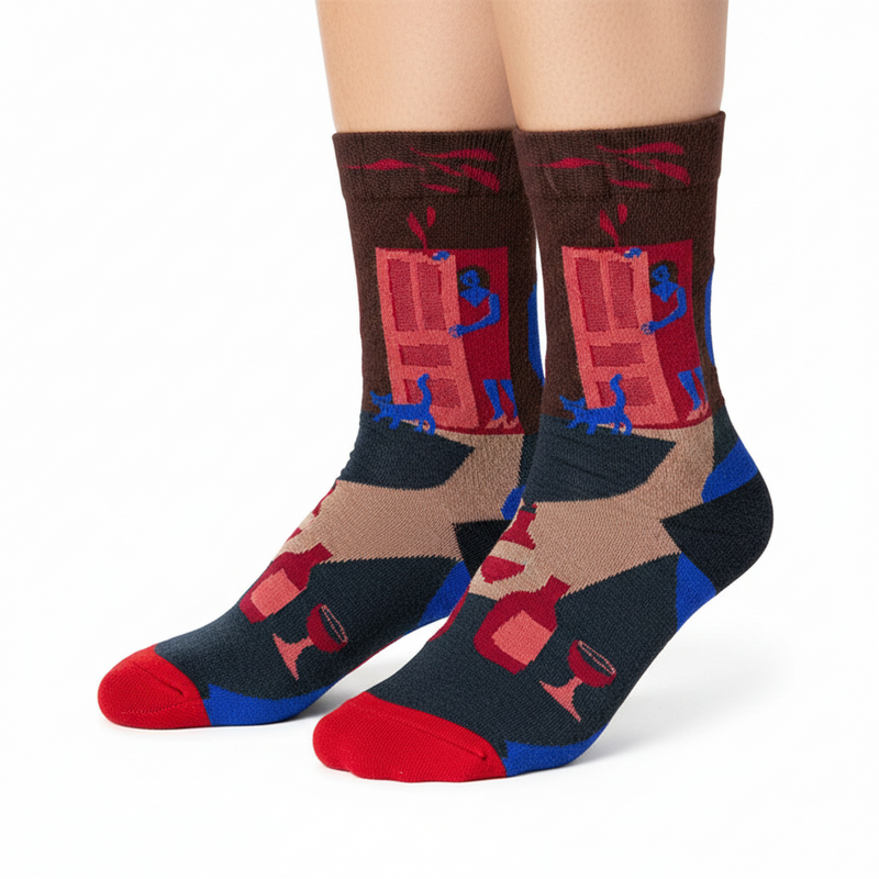Anyfootwear 5 Pairs Size 5-9 Fashion Long Sock Cartoon Personalized Creative Nature Blue Human Abstract Art For Men Woman Foot Cold Winter Warm Comfortable