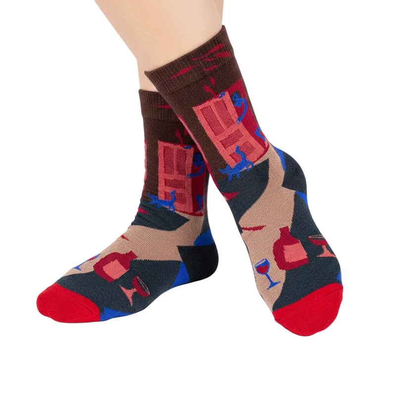 Anyfootwear 5 Pairs Size 5-9 Fashion Long Sock Cartoon Personalized Creative Nature Blue Human Abstract Art For Men Woman Foot Cold Winter Warm Comfortable