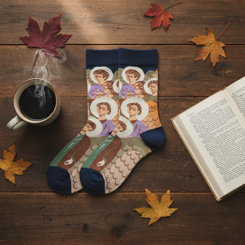 Anyfootwear 5 Pairs Size 5-9 Fashion Long Sock Cartoon Personalized Creative Nature Men Print For Men Woman Foot Cold Winter Warm Comfortable Accessories