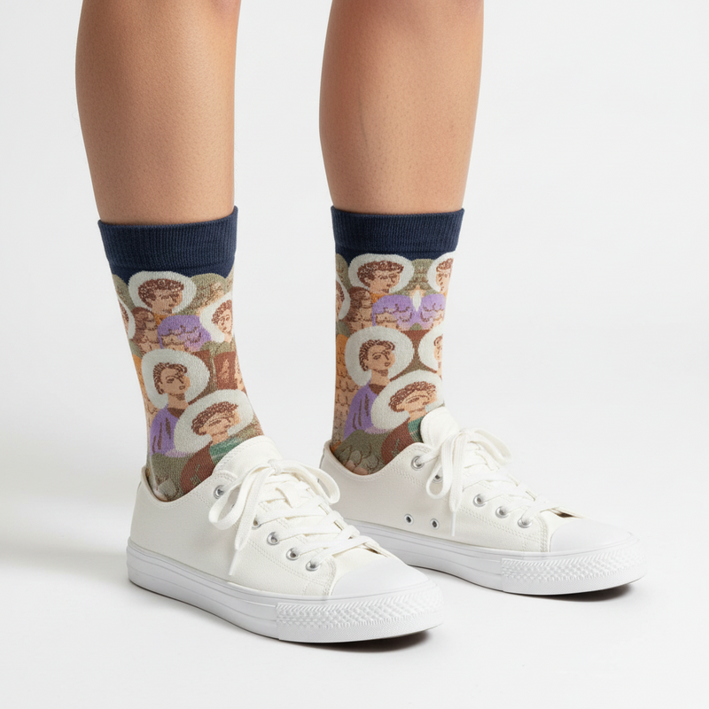 Anyfootwear 5 Pairs Size 5-9 Fashion Long Sock Cartoon Personalized Creative Nature Men Print For Men Woman Foot Cold Winter Warm Comfortable Accessories