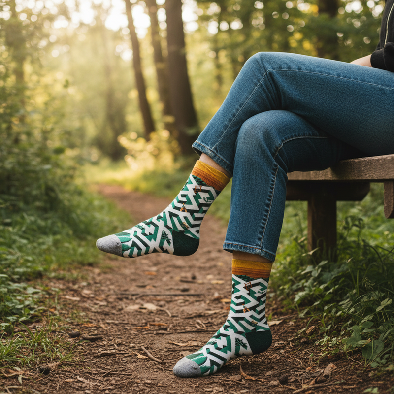 Anyfootwear 5 Pairs Size 5-9 Fashion Long Sock Cartoon Personalized Creative Nature Geometric Design For Men Woman Foot Cold Winter Warm Comfortable Accessories
