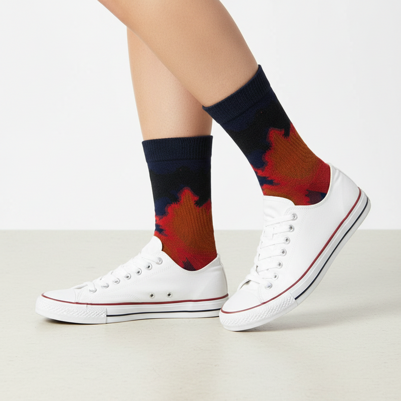 Anyfootwear 5 Pairs Size 5-9 Fashion Long Sock Cartoon Personalized Creative Nature Orange Abstract For Men Woman Foot Cold Winter Warm Comfortable Accessories