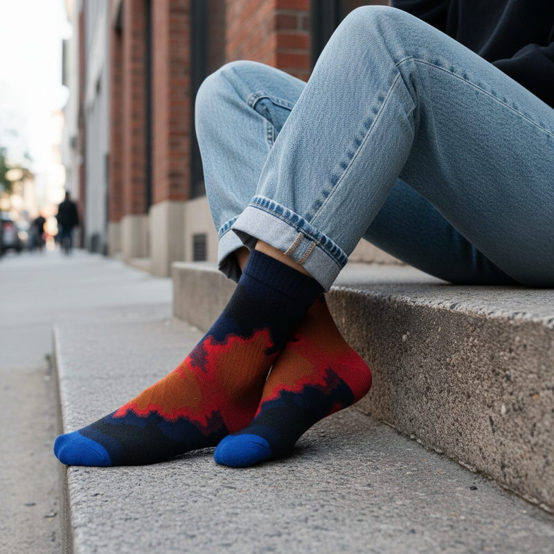 Anyfootwear 5 Pairs Size 5-9 Fashion Long Sock Cartoon Personalized Creative Nature Orange Abstract For Men Woman Foot Cold Winter Warm Comfortable Accessories