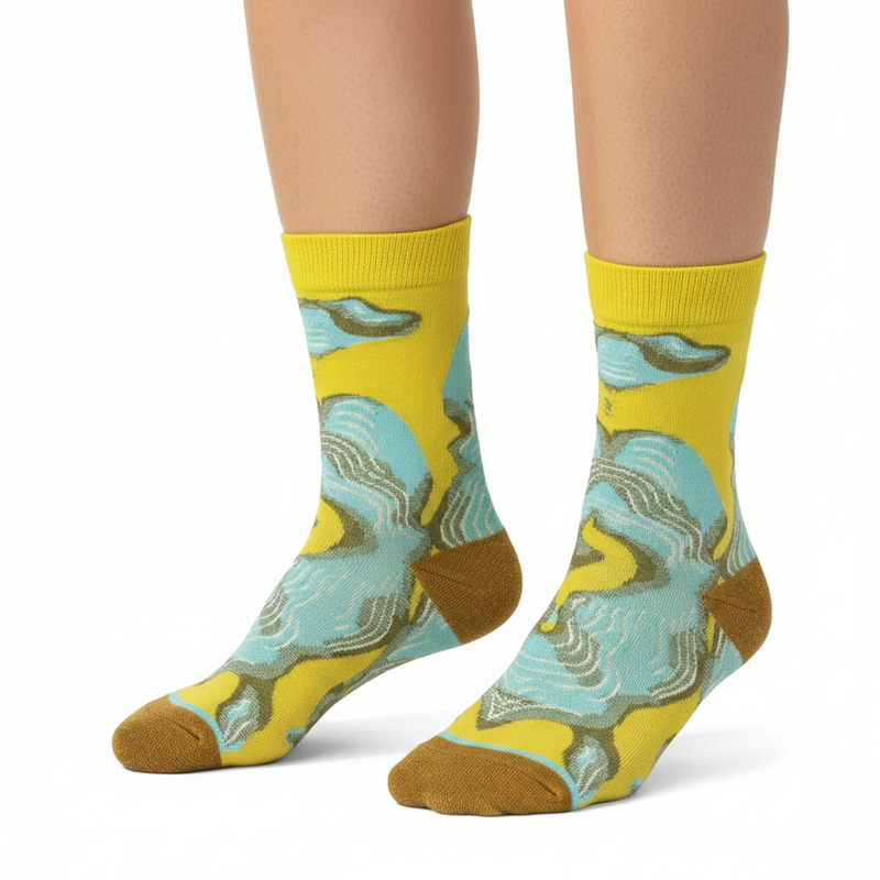Anyfootwear 5 Pairs Size 5-9 Fashion Long Sock Cartoon Personalized Creative Nature Yellow Abstract Print For Men Woman Foot Cold Winter Warm Comfortable Accessories