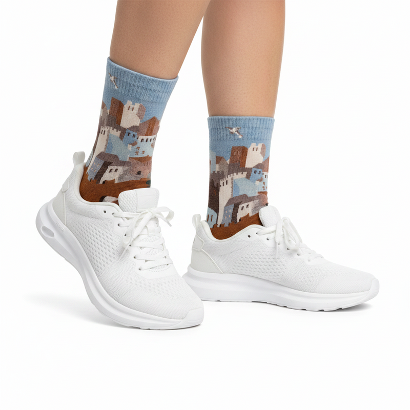 Anyfootwear 5 Pairs Size 5-9 of Fashion Long Sock Cartoon Personalized Creative House Painting For Men Woman Foot Cold Winter Warm Comfortable Accessories
