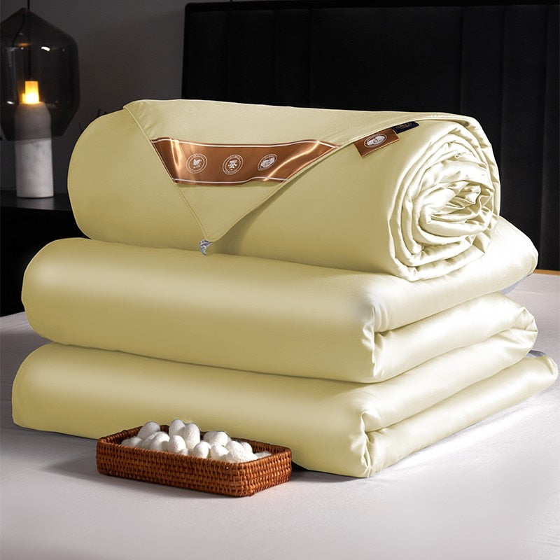 Anycozy Duvet Cover Beige Premium Soft Mulberry Silk Blanket Comforter 3000G
