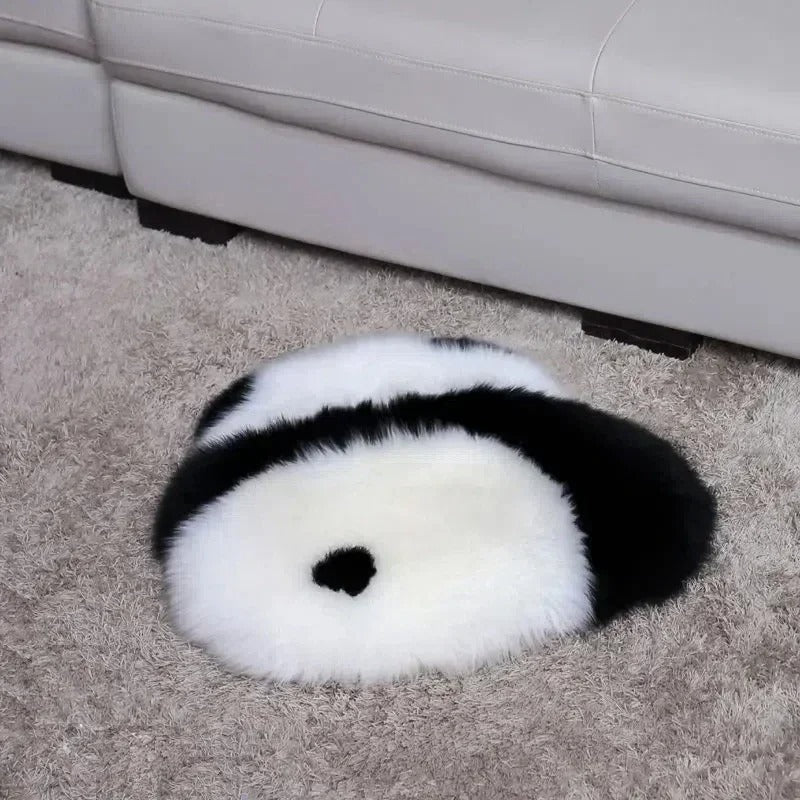 Anypillow Seat Cushion Panda Cute Back View Comfortable Soft Fur