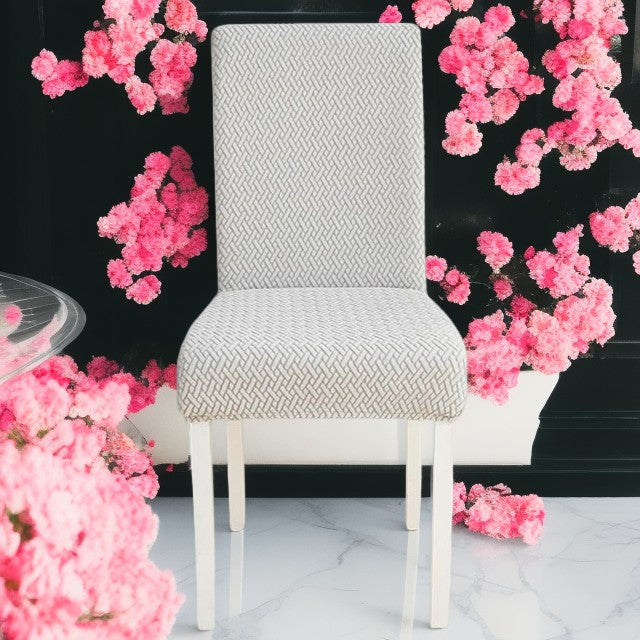 Anyseat Chair Cover Light Grey Small Knitted Design with Anti-Dirt and Elastic Material for Dining Room Kitchen Wedding Hotel Banquet Restaurant