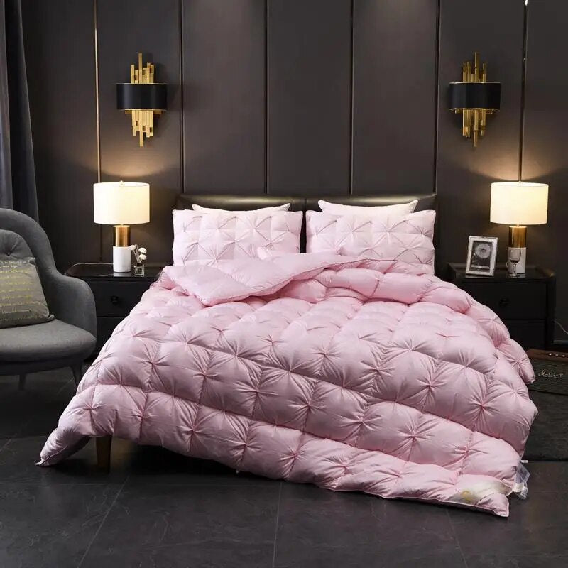 ANYHOUZ Duvet Cover Pink Luxury Breathable Puffer Bed Comforter
