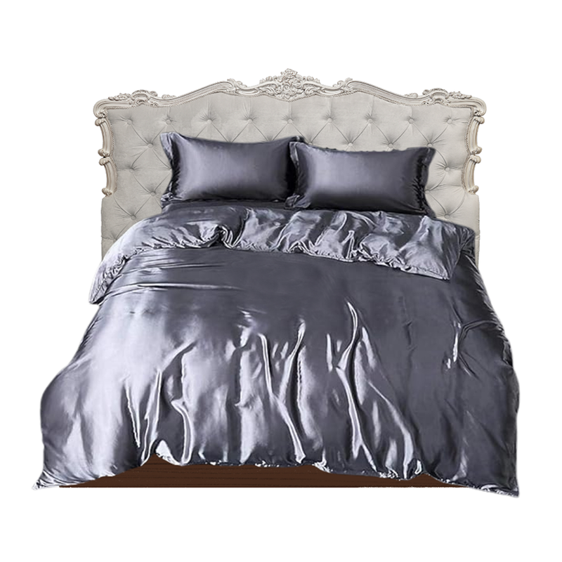 ANYHOUZ Bed Sheet Grey Natural Mulberry Silk Duvet Cover Set