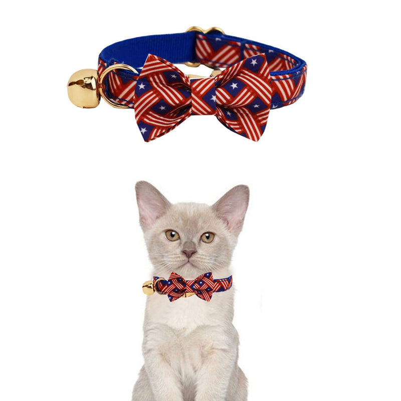 ANYWAGS Cat Collar Banner Blue Bow Small with Safety Buckle, Bell, and Durable Strap Stylish and Comfortable Pet Accessor