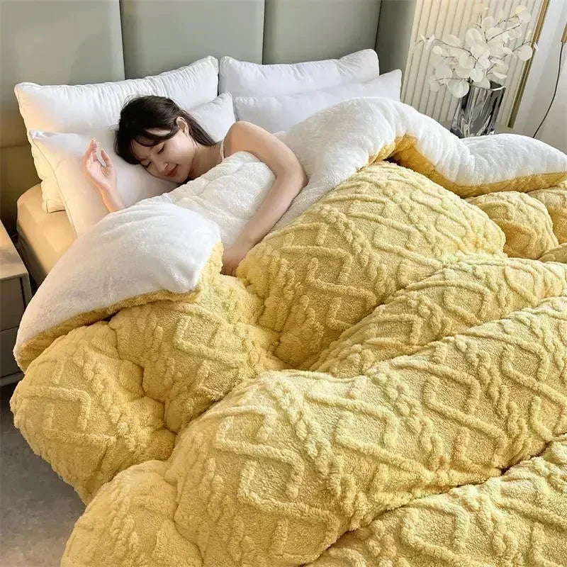Anycozy Yellow Cashmere Blanket 200×230cm Thick Warm Quilt Comforter