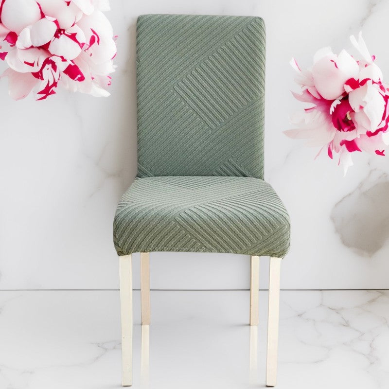 Anyseat Chair Cover Cypress Green Knitted Lines Design with Anti-Dirt and Elastic Material for Dining Room Kitchen Wedding Hotel Banquet Restaurant
