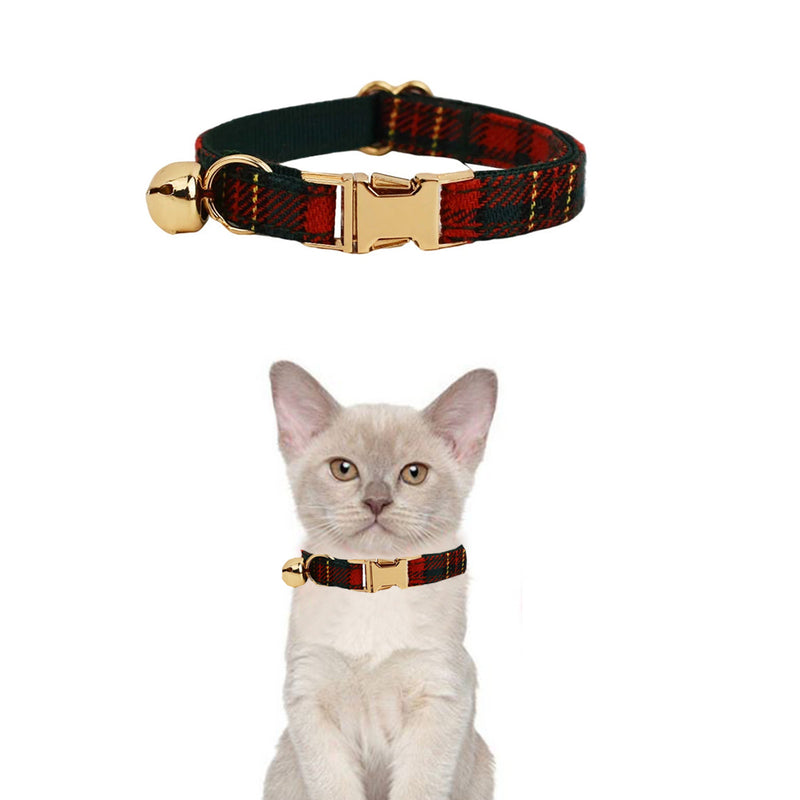 ANYWAGS Cat Collar Checked Red Small with Safety Buckle, Bell, and Durable Strap Stylish and Comfortable Pet Accessory