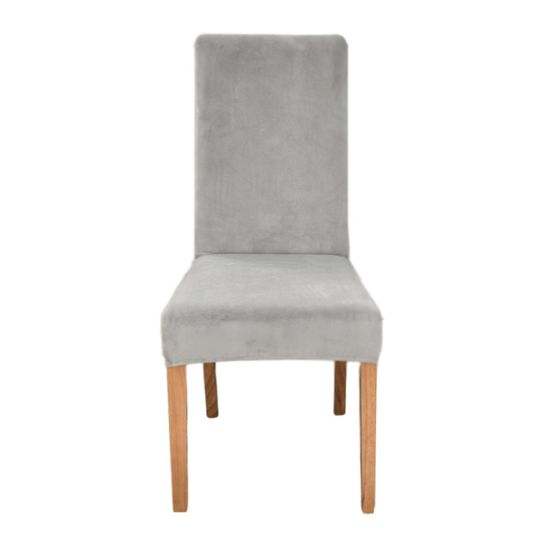 Anyseat Chair Cover Light Grey Velvet Plush Slipcover for Dining Kitchen