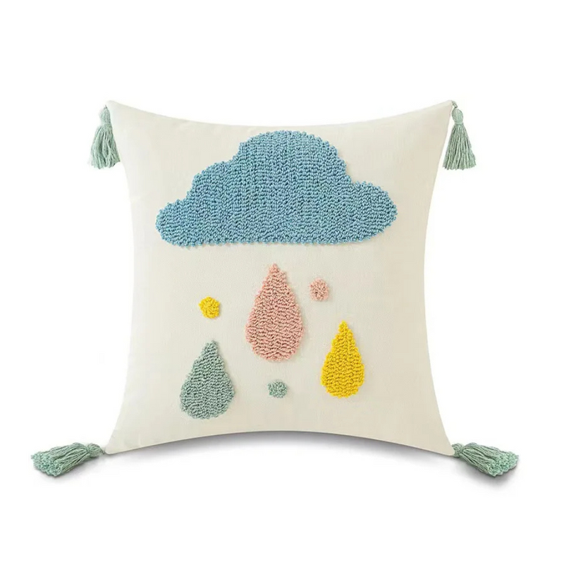 Anypillow Pillowcase White Tassel Tufted Embroidered Decorative Cushion Cover