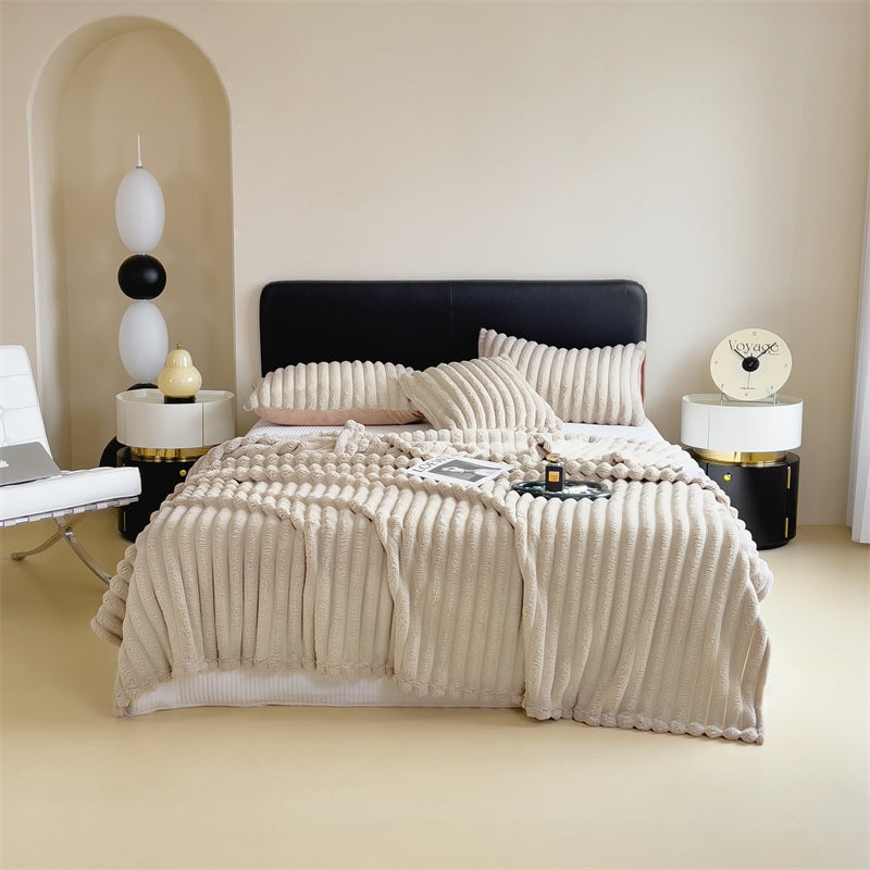 Anycozy Khaki Velvet Fluffy Coral Fleece Warm Sofa Blanket