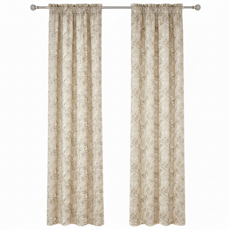 Anydrape Beige Luxury Retro Curtains – Modern Textured Drapes for Living Room, Bedroom & Dining Decor