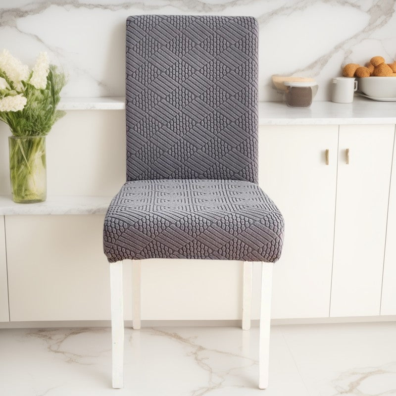 Anyseat Chair Cover Dark Grey Checkered Line Design with Anti-Dirt and Elastic Material for Dining Room Kitchen Wedding Hotel Banquet Restaurant