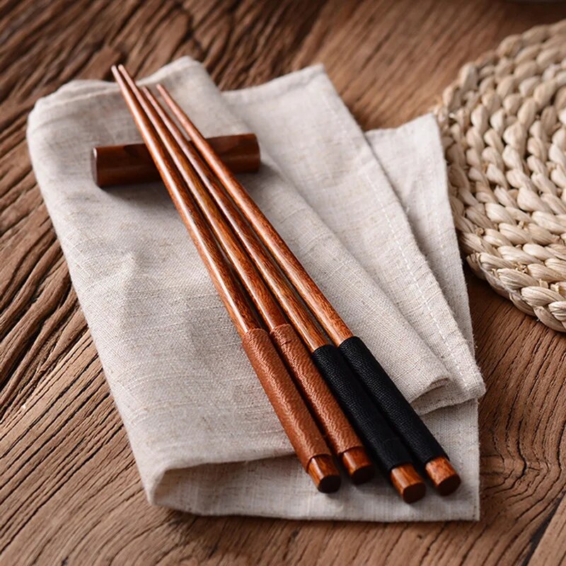 Anygleam Brown Winding 10pairs Wooden Sushi Sticks Food Kitchen Tableware