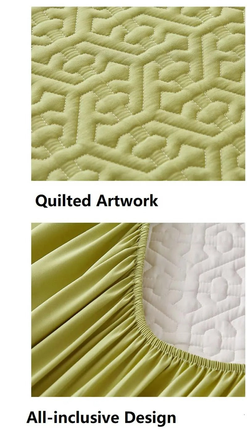 Anycozy Mattress Cover Green 140x200cm Pure Cotton Soft Quilted Bed Sheet Anti-bacterial Protector Cover
