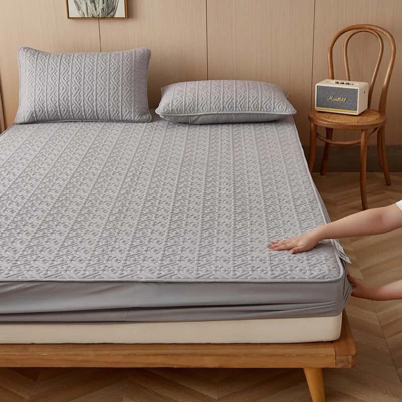 Anycozy Mattress Cover Gray 140x200cm Pure Cotton Soft Quilted Bed Sheet Anti-bacterial Protector Cover