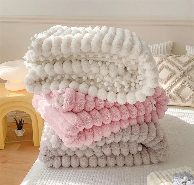 Anycozy Deep Pink Faux Rabbit Fur Winter Sofa Bed Blanket 120x150cm