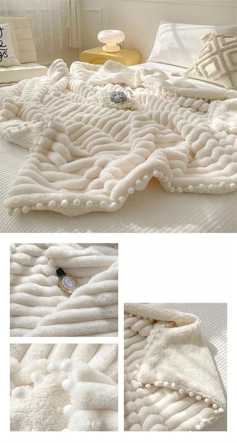 Anycozy Cream White Faux Rabbit Fur Winter Blanket 120x150cm