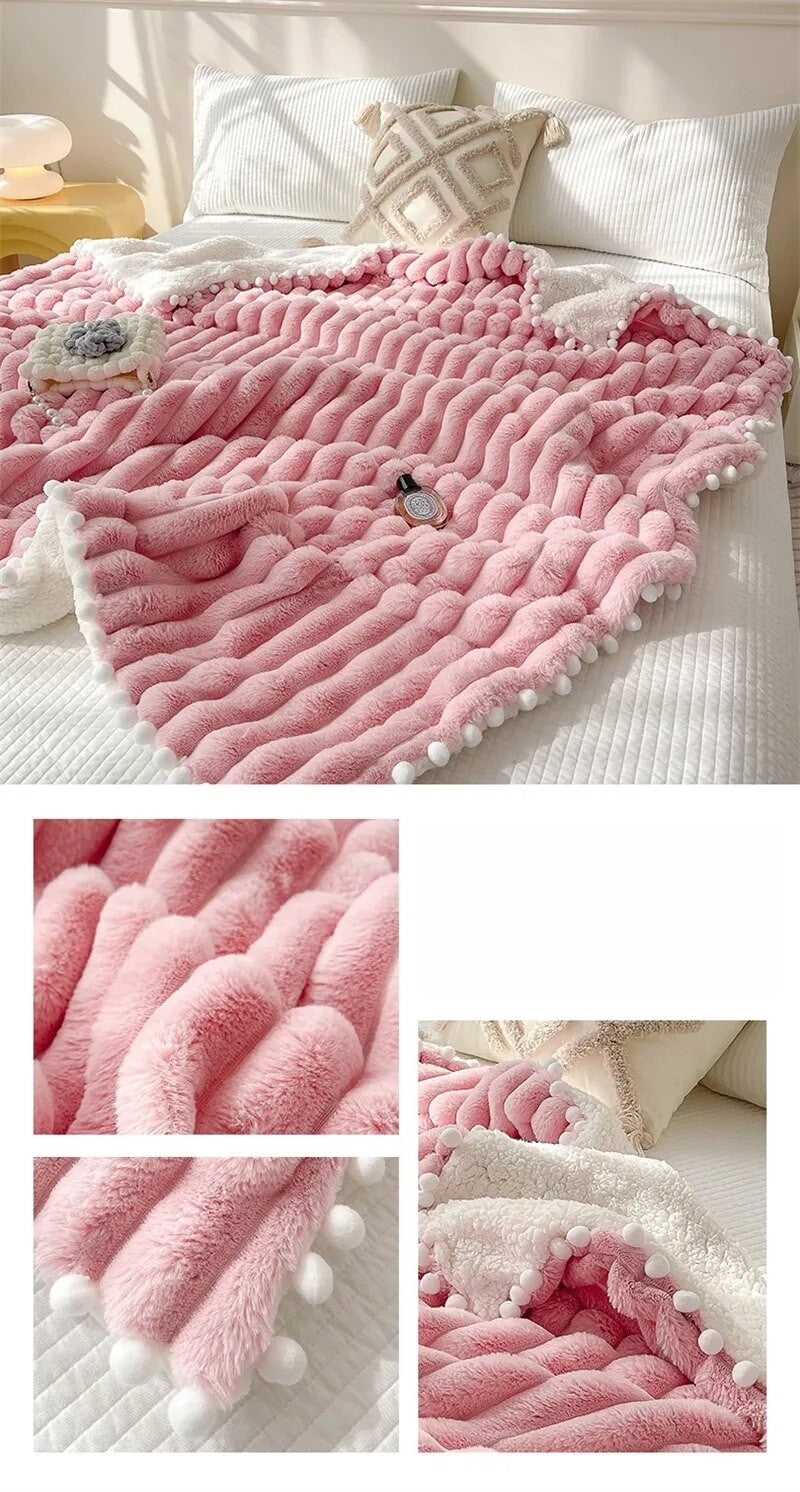 Anycozy Deep Pink Faux Rabbit Fur Winter Sofa Bed Blanket 120x150cm