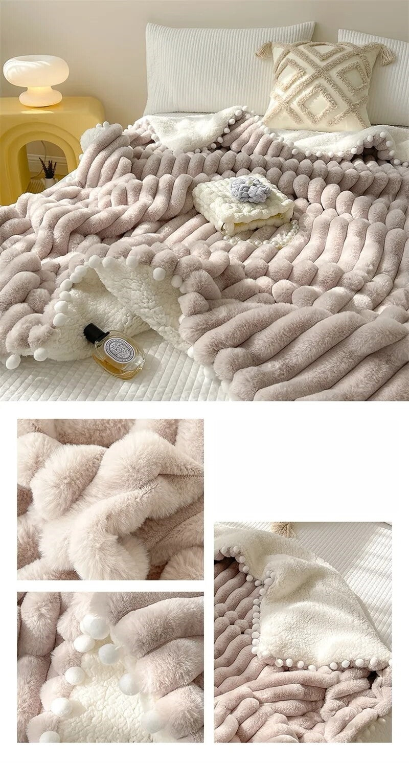 Anycozy Brown Faux Rabbit Fur Weighted Blanket 150x200cm