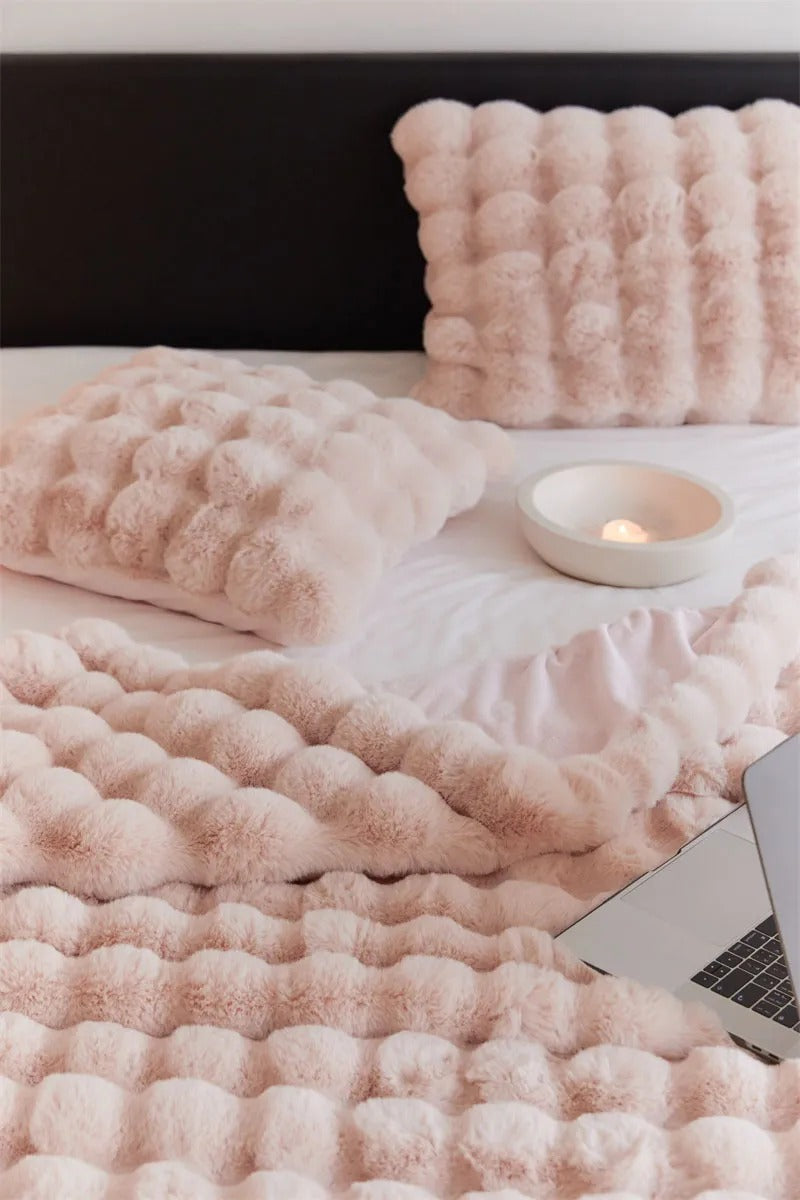 Anycozy Pink Thick Fur Winter Sofa Bed Blanket 100x160cm