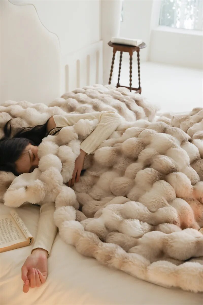 Anycozy Brown Imitation Fur Luxury Winter Blanket 100x160cm