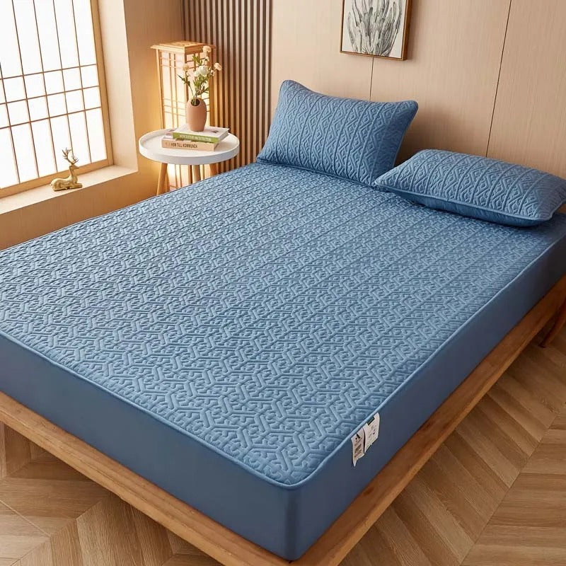 Anycozy Mattress Cover Blue 120x200cm Pure Cotton Soft Quilted Bed Sheet Anti-bacterial Protector Cover