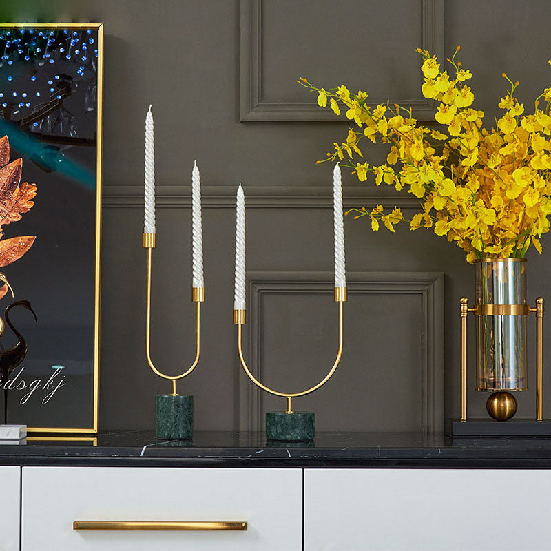 ANYDECO Luxury Gold Metal – U Shape Candle Holder Flower Vase Sculpture for Living Room, House Display & Elegant Crafts Ornaments