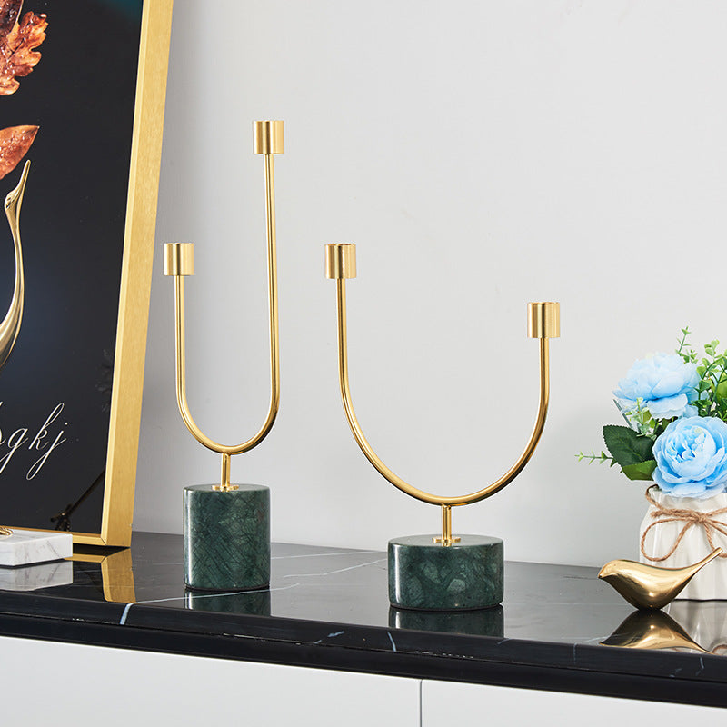 ANYDECO Luxury Gold Metal – U Shape Candle Holder Flower Vase Sculpture for Living Room, House Display & Elegant Crafts Ornaments