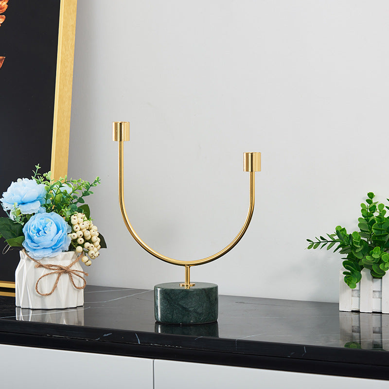ANYDECO Luxury Gold Metal – U Shape Candle Holder Flower Vase Sculpture for Living Room, House Display & Elegant Crafts Ornaments
