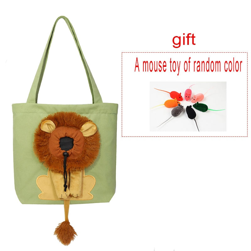 AnyWags Cat Handbag 35cm Light Green 3D Lion Soft Collar Pets Carrier Luggage Small Dog Travel Tote Bag With Pet Canvas