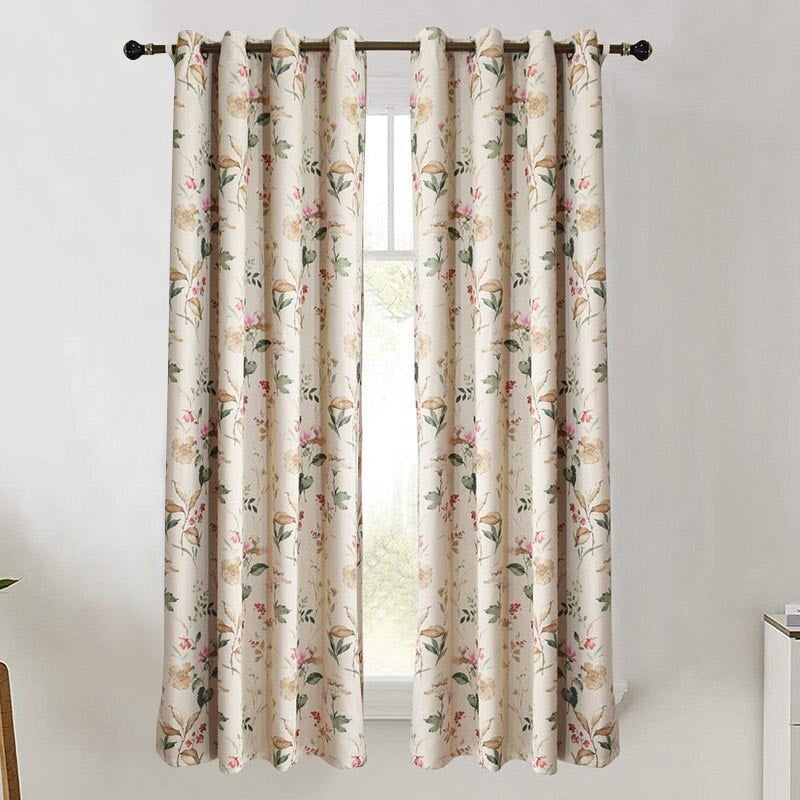 Anydrape Beige Flower Design Luxury Curtains – Modern Textured Drapes for Living Room, Bedroom & Dining Decor